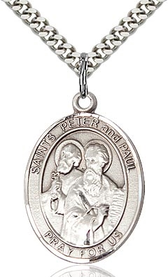 St Peter and Paul Sterling Silver on 24" Chain